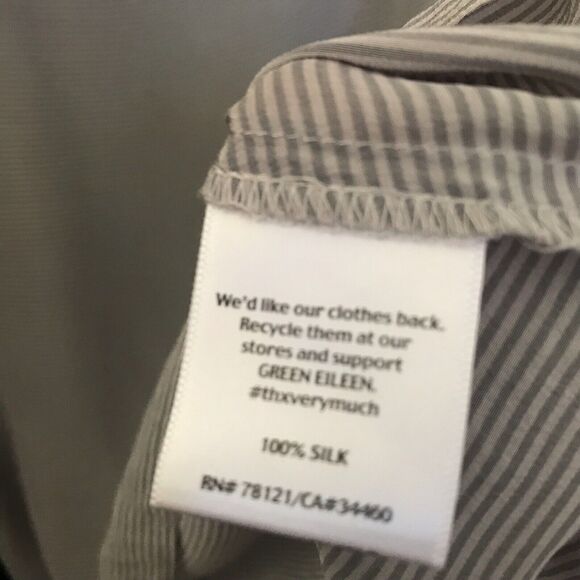 Eileen Fisher Womens Medium Top‎ Tan Stripe Short Sleeve 100% Silk Career Wear - Picture 6 of 10